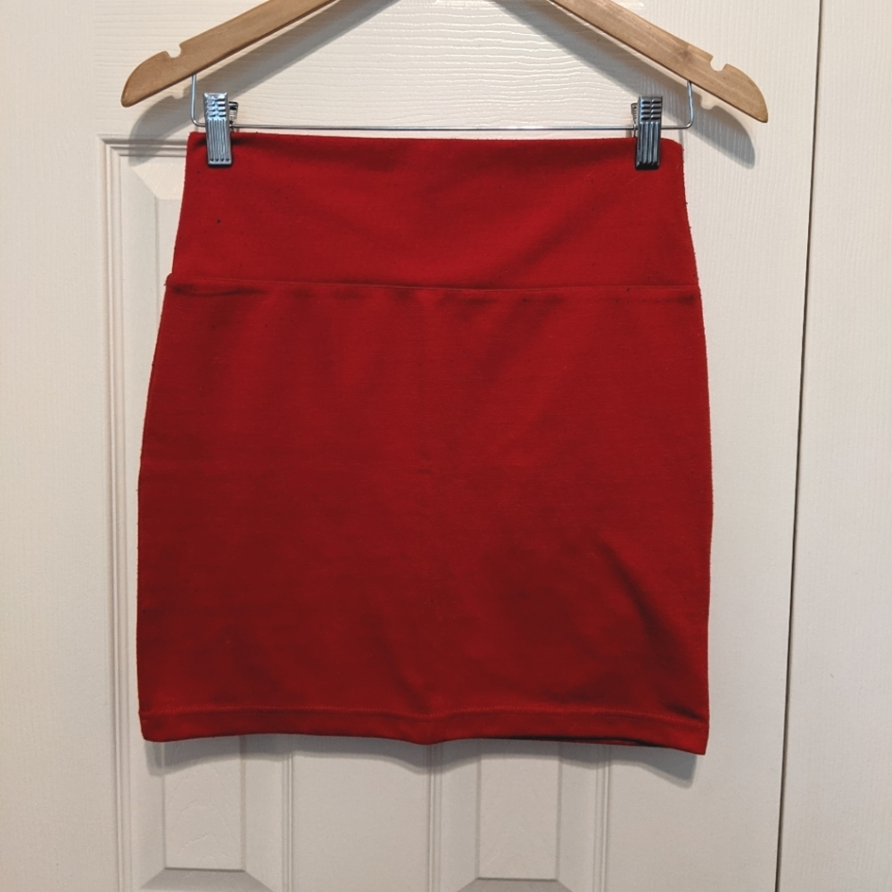 Red mini bodycon skirt